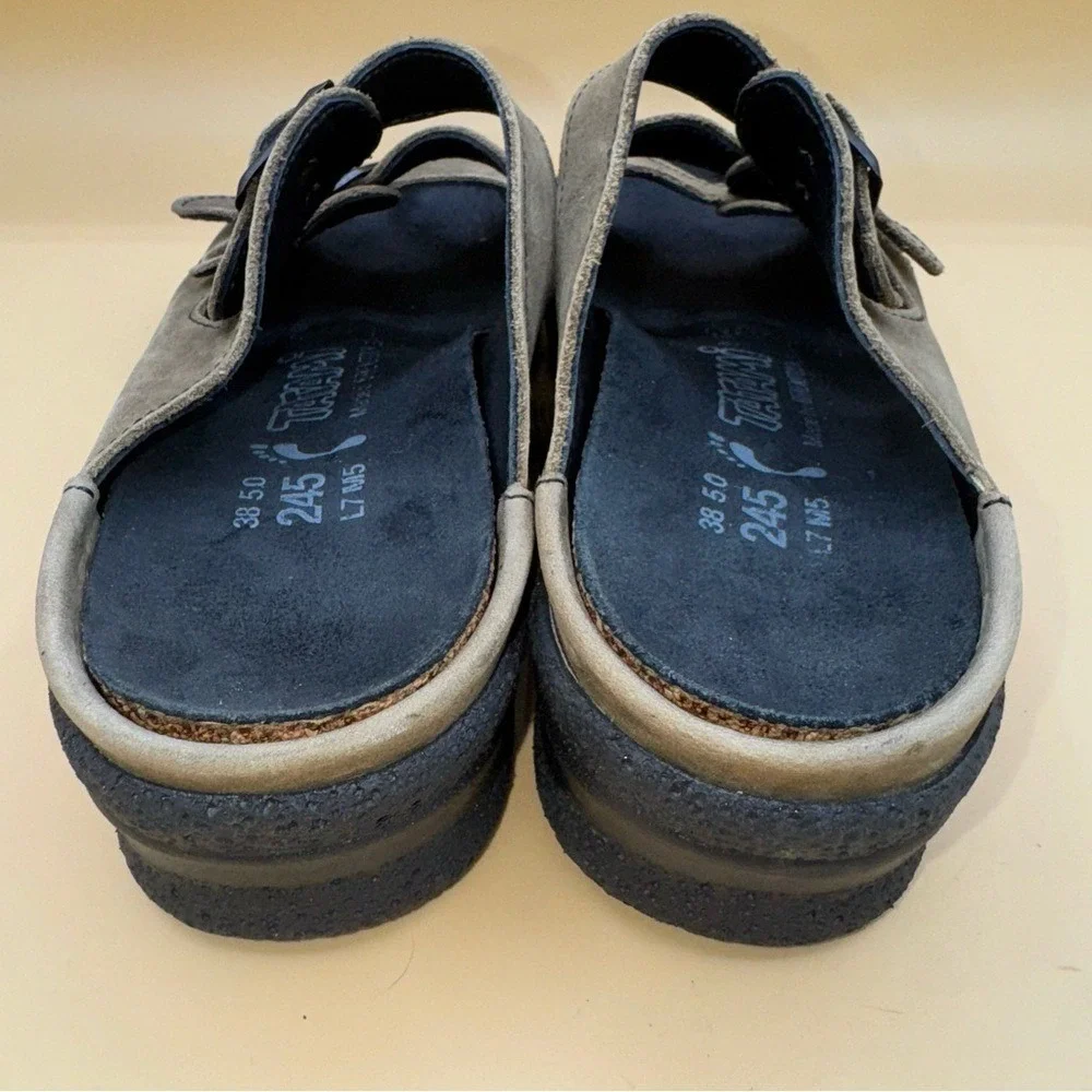 Birkenstock Tatami 3 Strap  Buckle Slide Sandals, Brown Nubuck Women's‎ 7 EUC